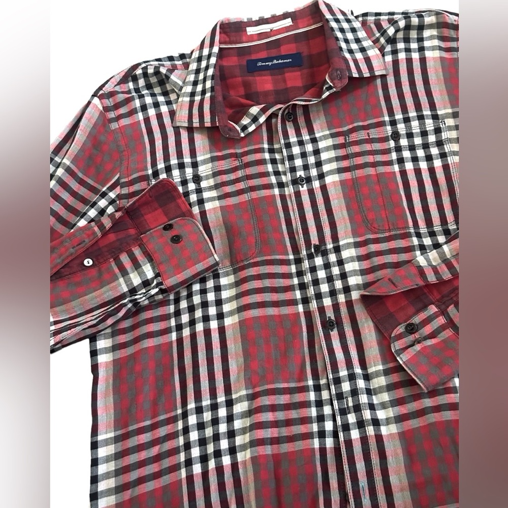 Men’s Tommy Bahama Long sleeve Plaid Button down Shirt size Large